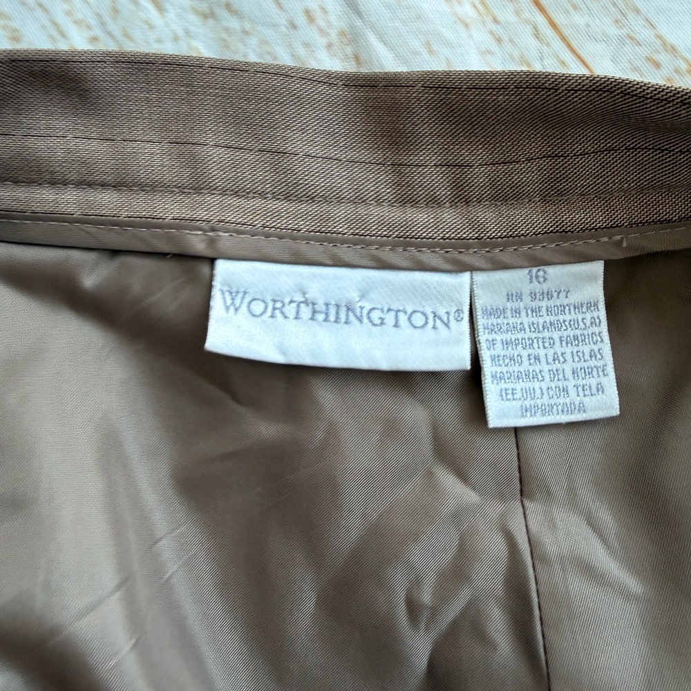 Worthington Pinstripe Pantsuit | Size 16‎ | Brown Beige | Blazer & Pants | - Picture 15 of 15